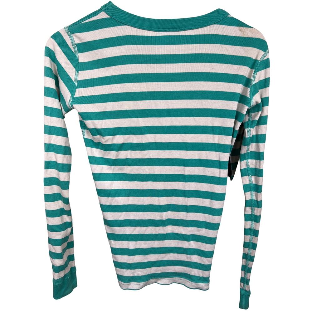 Hanna Anderson Striped 160CM Green Striped Pajama Top - Picture 2 of 7